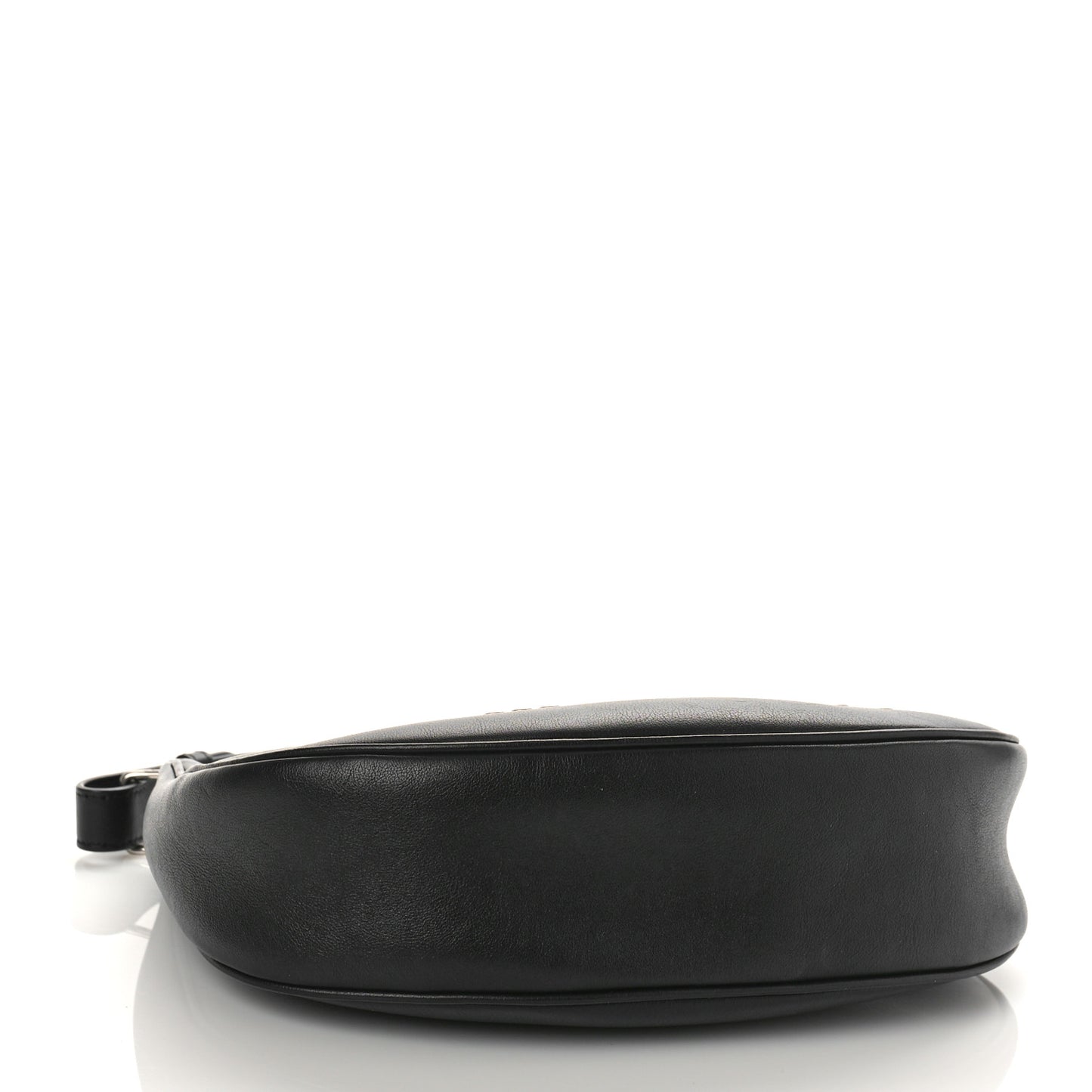 Calfskin Studded Ava Logo Shoulder Bag Black