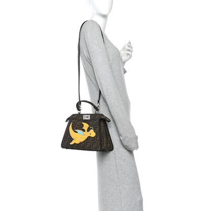 Fendi X FRGMT X POKEMON Fabric Jacquard FF 1974 Pokemon Inlay Peekaboo I See U Petite Satchel Tobacco Moro Giallo 2 of 11