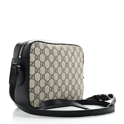 Gucci GG Supreme Monogram Textured Dollar Calfskin Small Horsebit 1955 Shoulder Bag Beige Blue 3 of 12
