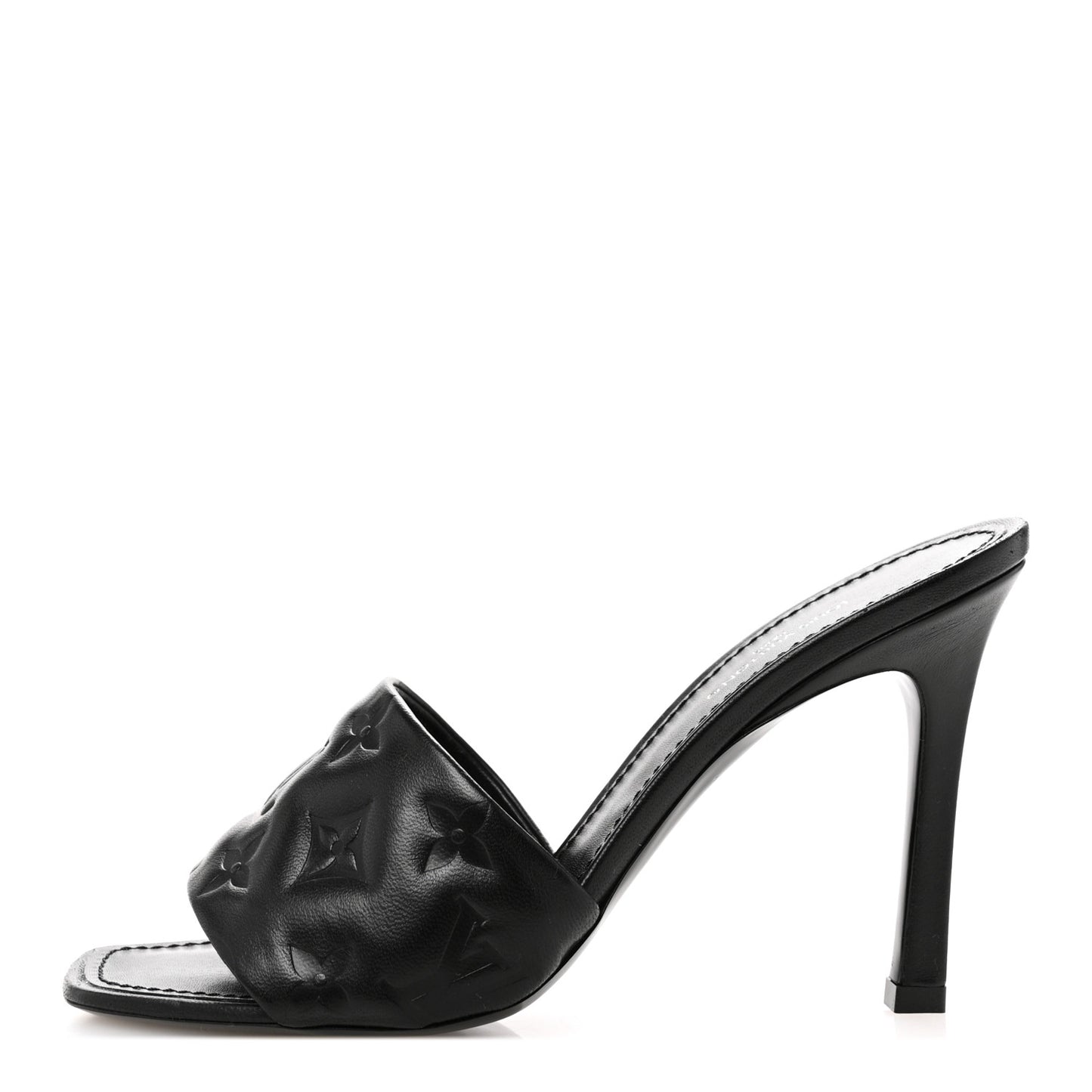 Lambskin Embossed Monogram Revival High Heel Mules 38 Black