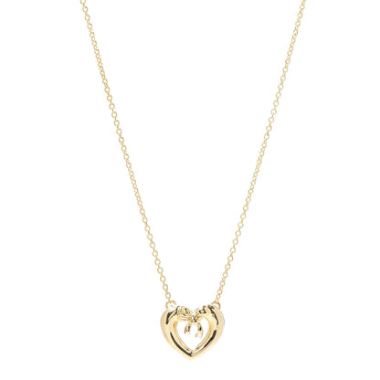Tiffany 18K Yellow Gold Bow Tie Heart Pendant Necklace 1 of 6