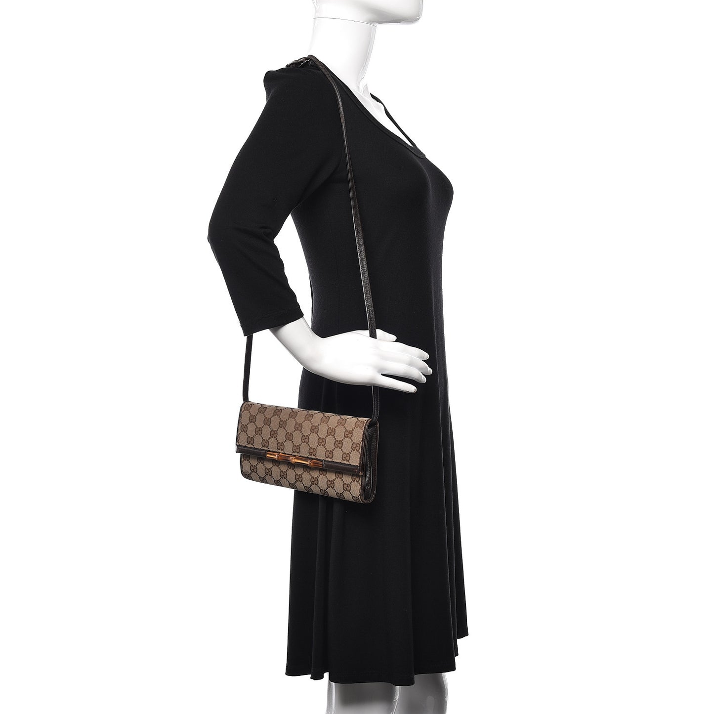 Monogram Bamboo Bar Clutch Dark Brown
