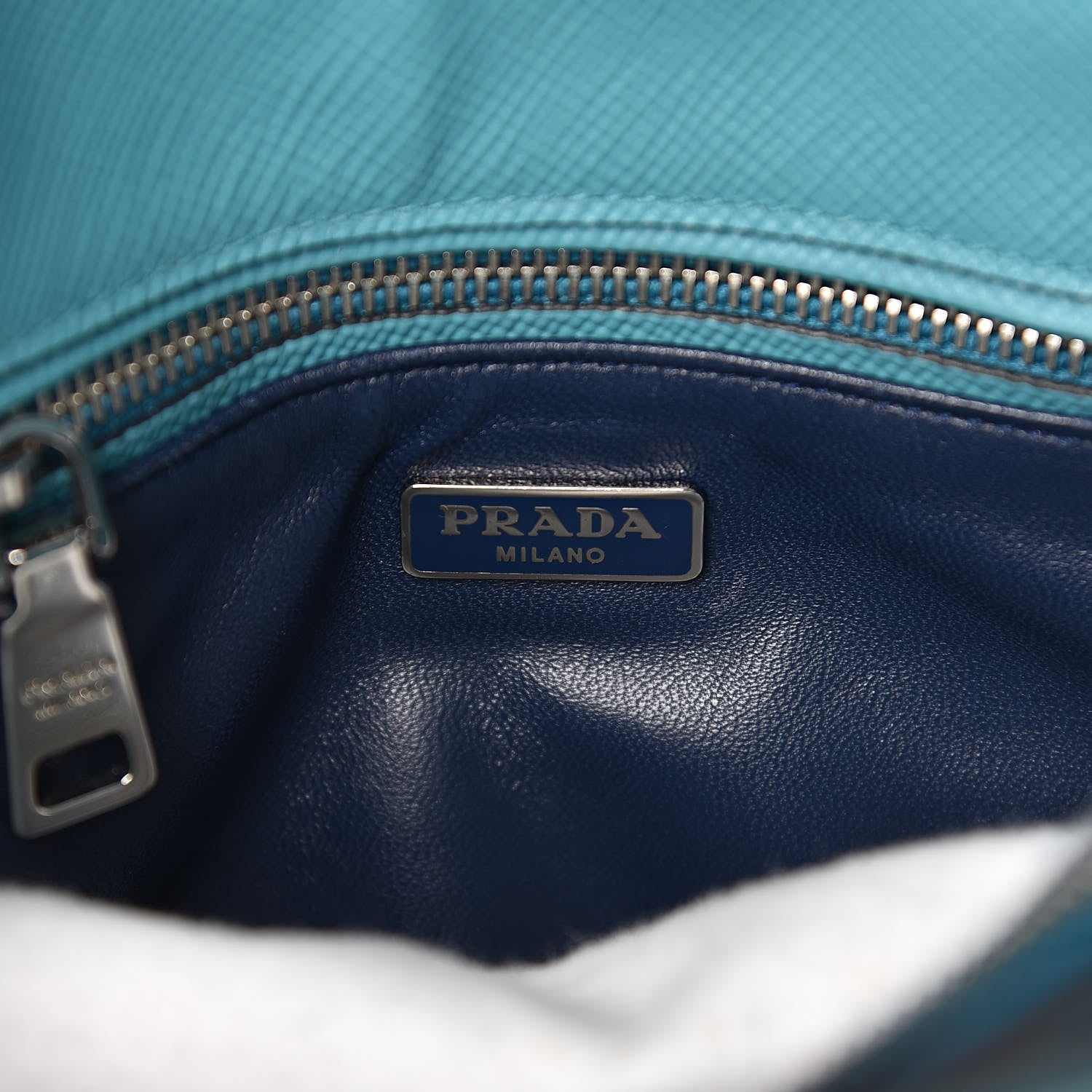 Prada Saffiano Cuir Small Twin Tote Turchese 6 of 9