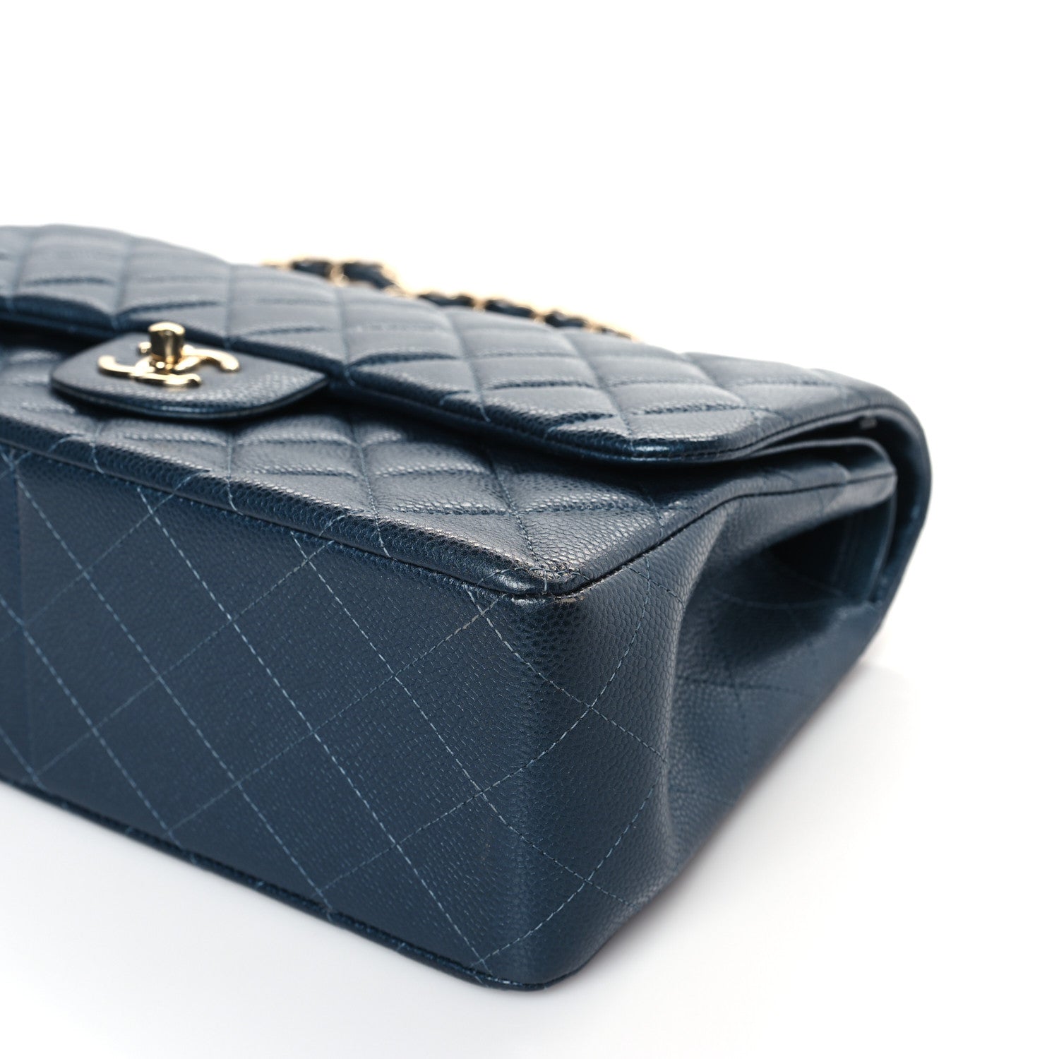 Chanel Metallic Caviar Quilted Jumbo Double Flap Dark Blue 9 of 9