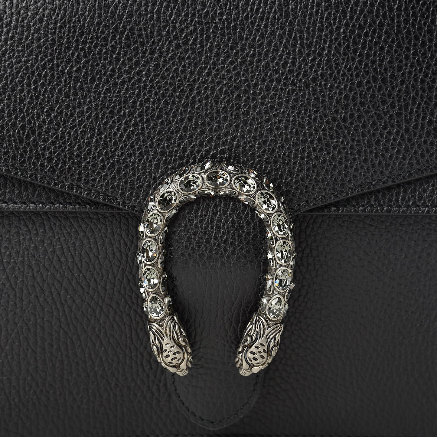 Dollar Calfskin Crystal Medium Dionysus Shoulder Bag Black Black Diamond