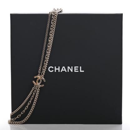 Chanel Baguette Crystal Gripoix Poured Glass CC Multi Strand Chain Necklace Light Gold 6 of 6