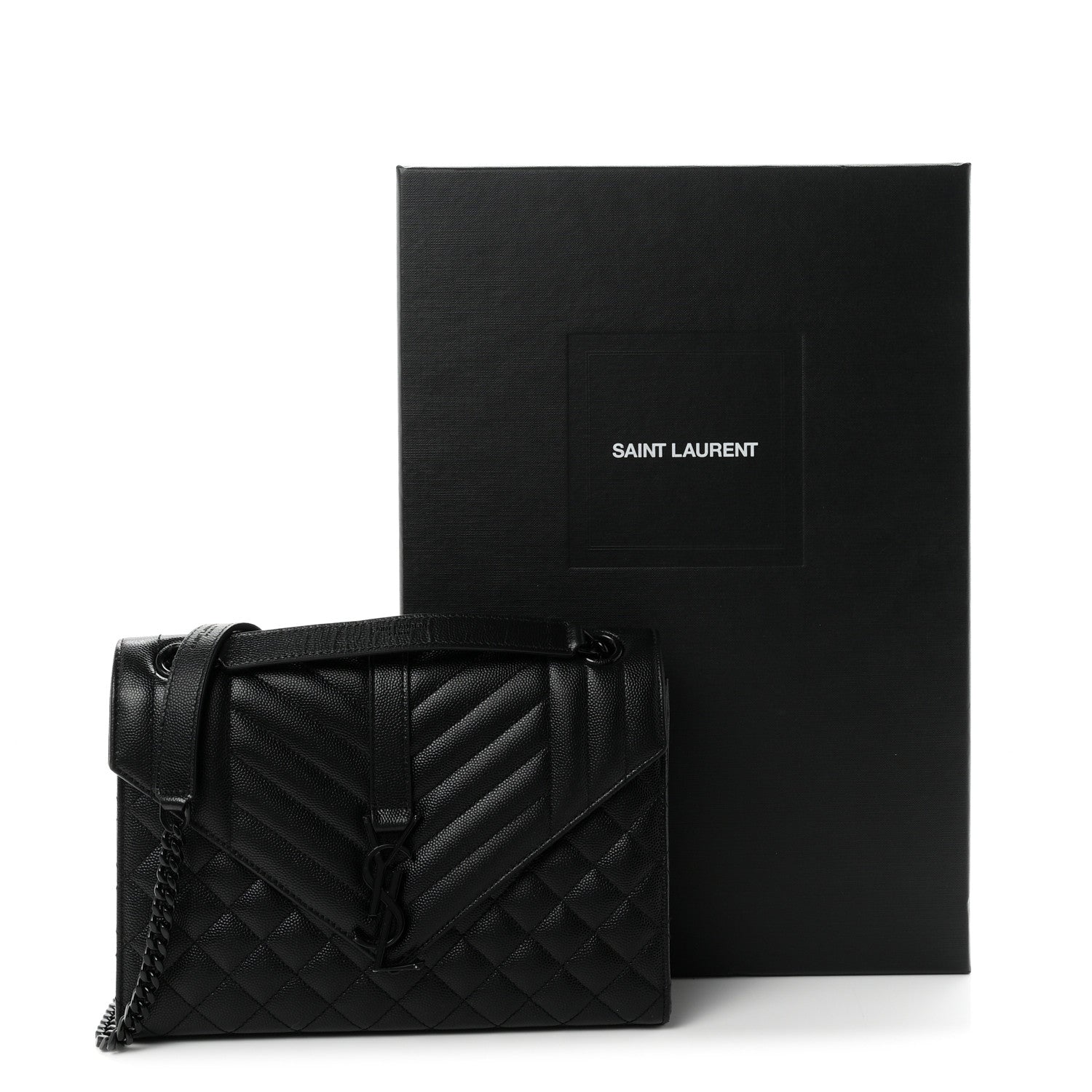 Saint Laurent Grain De Poudre Textured Mixed Matelasse Triquilt Medium Monogram Monochrome Satchel Black 10 of 10