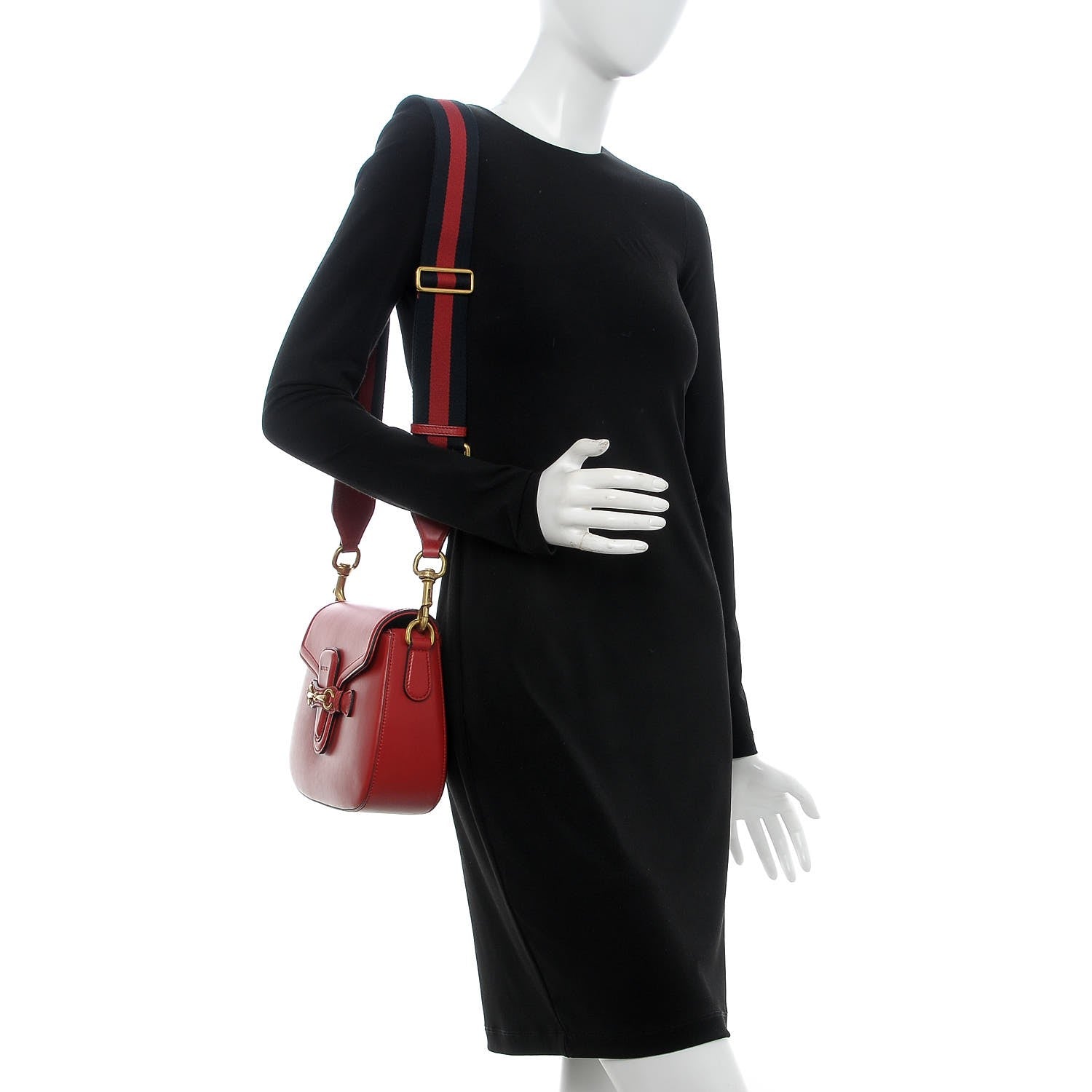 Gucci Ruinart Calfskin Medium Lady Web Shoulder Bag Hibiscus Red 2 of 11