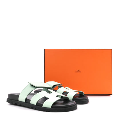 Hermes Epsom Womens Chypre Sandals 37.5 Vert Jade 10 of 10
