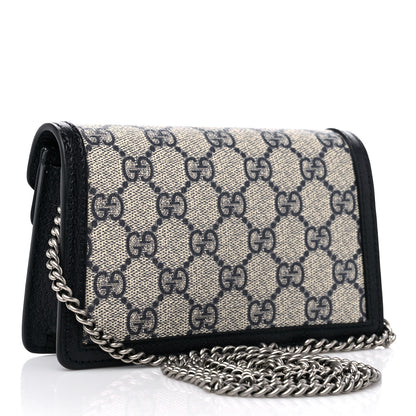 Gucci GG Supreme Monogram Textured Dollar Calfskin Super Mini Dionysus Shoulder Bag Beige Blue 2 of 9