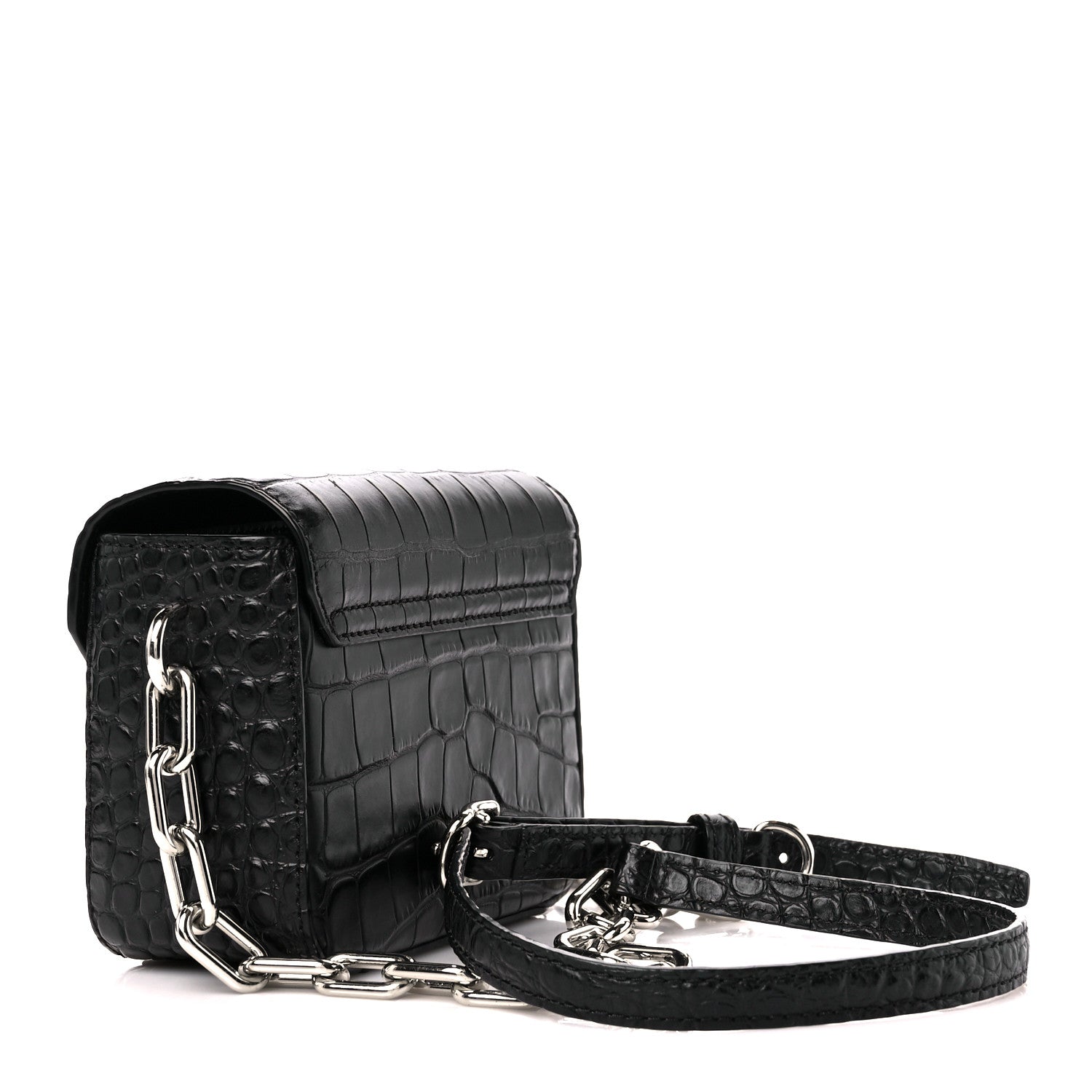 Alexander Wang Crocodile Calfskin Embossed Mini Prisma Envelope Shoulder Black 3 of 11