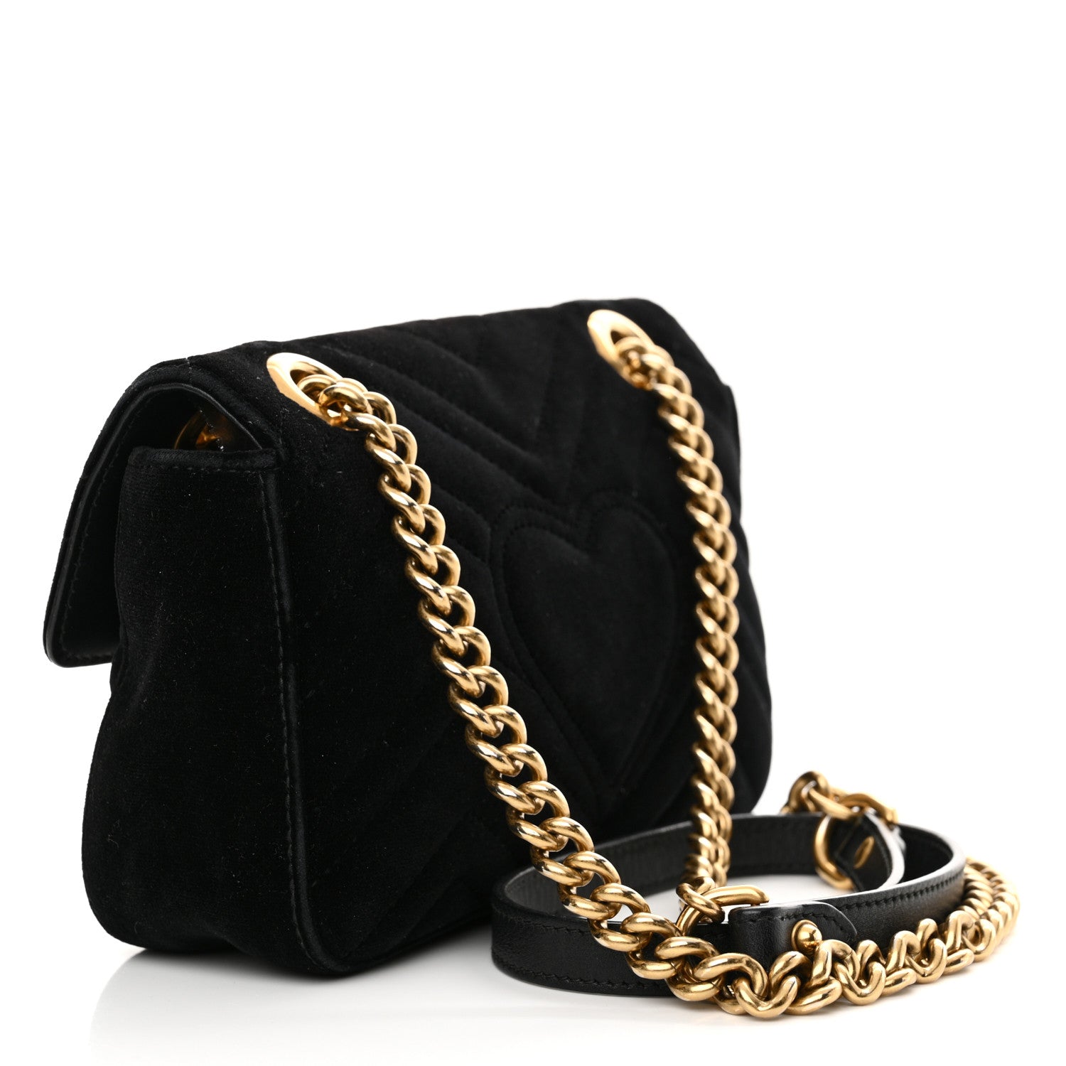 Gucci Velvet Matelasse Mini GG Marmont Shoulder Bag Black 3 of 16