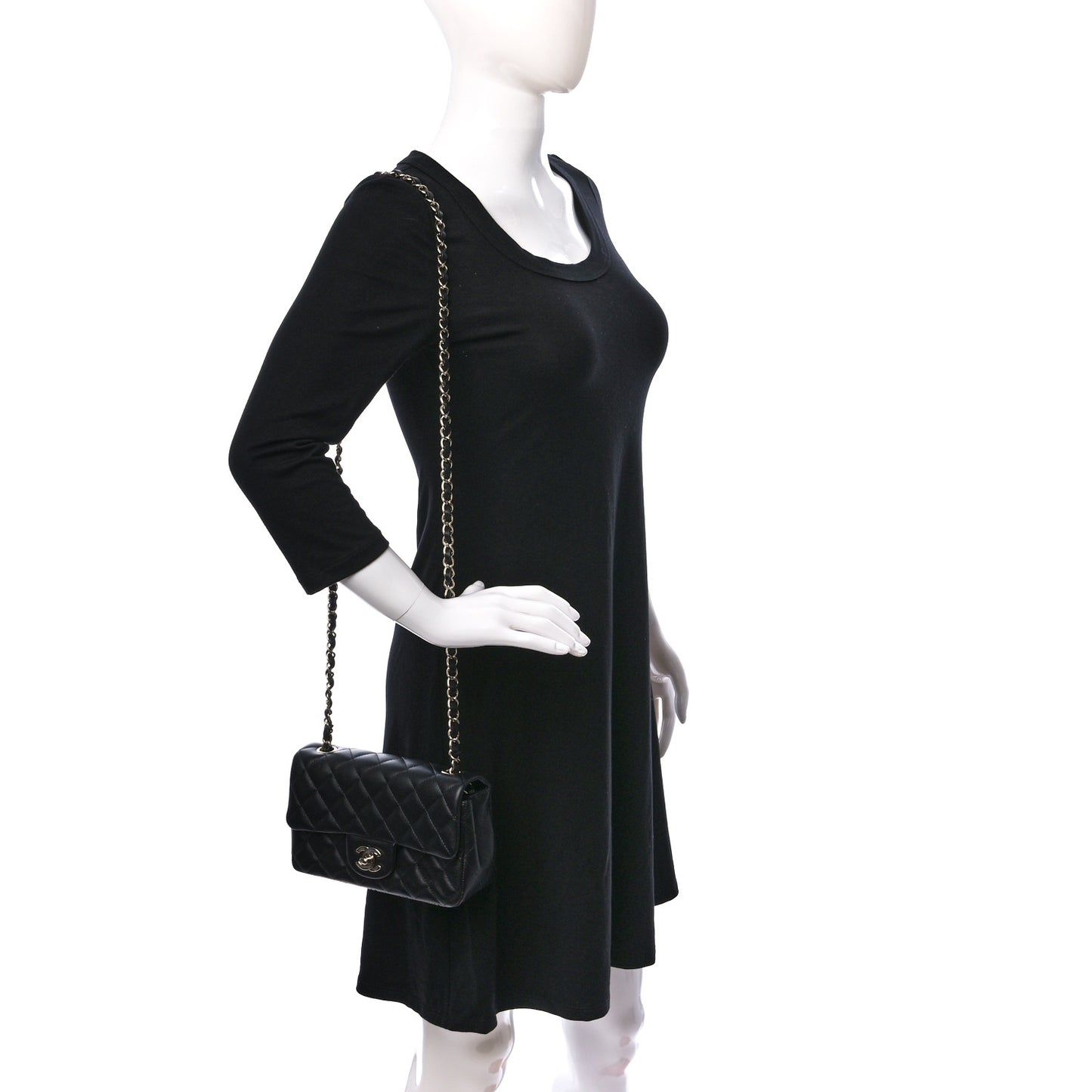 Lambskin Quilted Mini Rectangular Flap Black