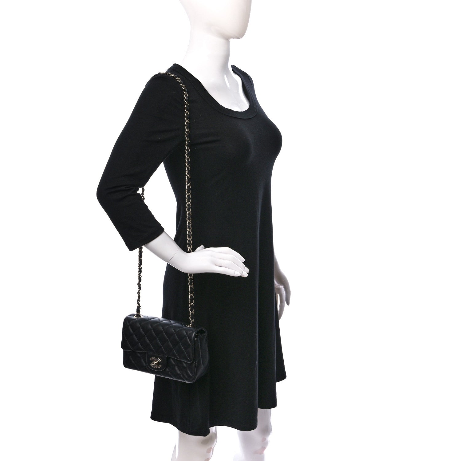 Chanel Lambskin Quilted Mini Rectangular Flap Black 3 of 8