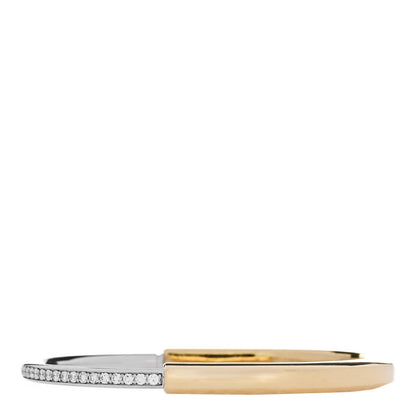 Tiffany 18K Yellow White Gold Diamond Tiffany Lock Half Pave Bangle Bracelet 2 of 3