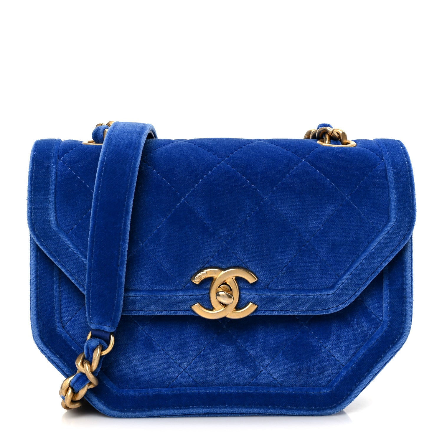 Chanel Velvet Quilted Mini Place Vendome Flap Blue 1 of 10