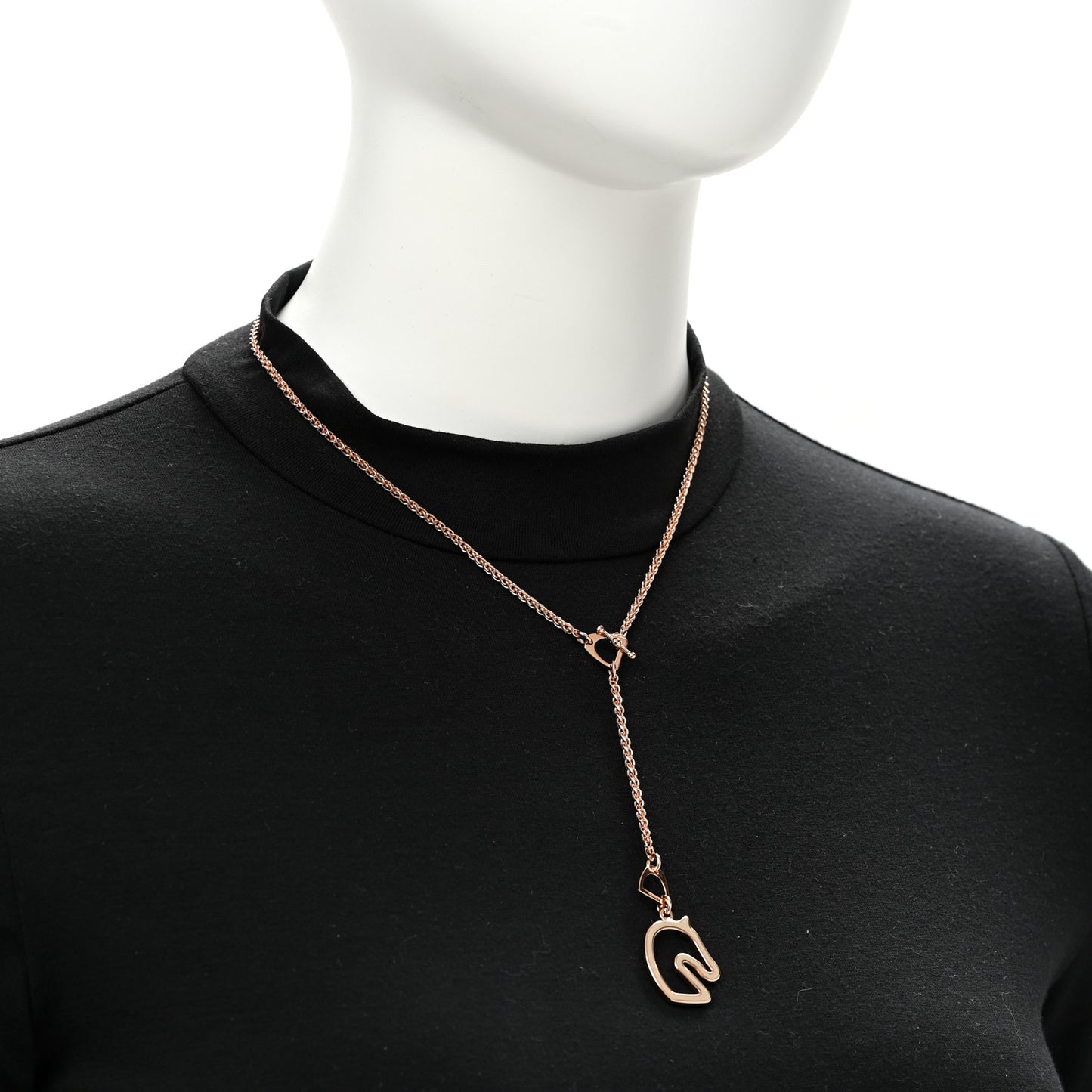 Lacquered Metal Small Tonnerre Necklace Marron Glace Rose Gold