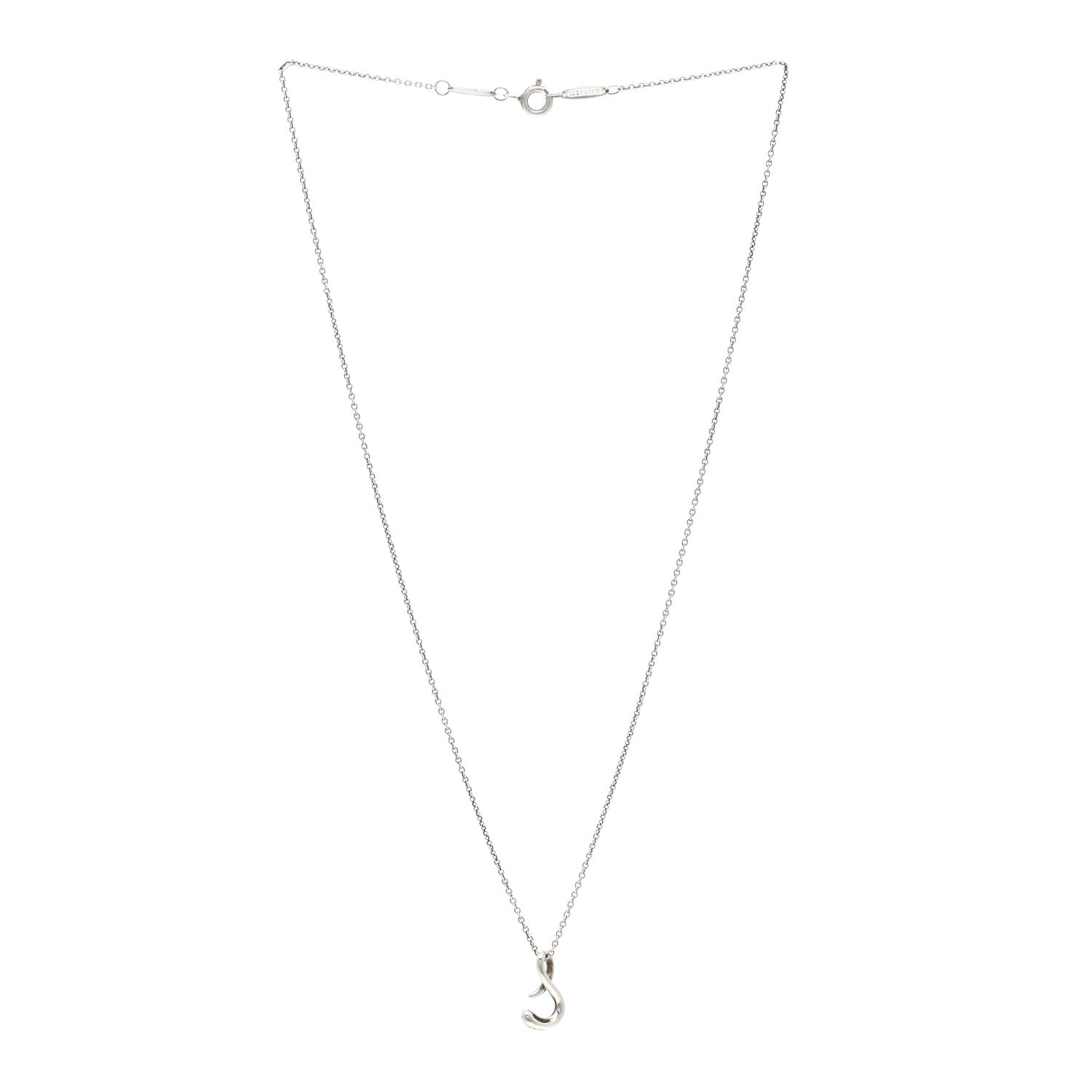 Tiffany Sterling Silver Elsa Peretti Letter S Pendant Necklace 3 of 4