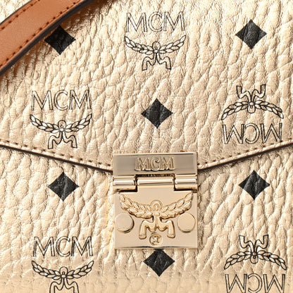 MCM Metallic Visetos Medium Millie Crossbody Bag Berlin Gold 7 of 9