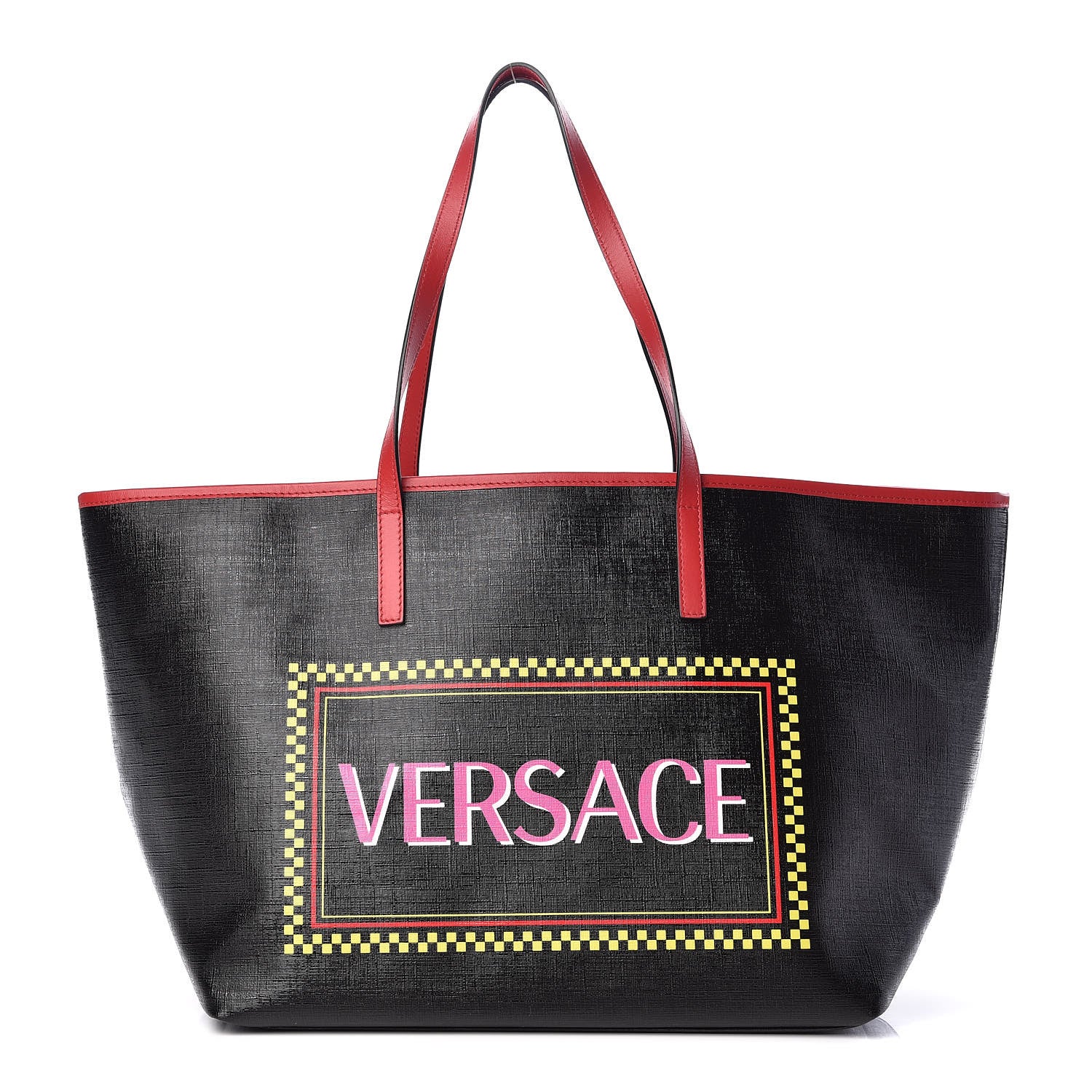 Versace Coated Canvas Vintage 90's Logo Tote Black 1 of 8