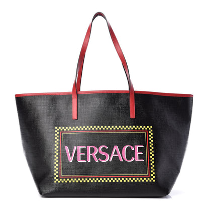 Versace Coated Canvas Vintage 90's Logo Tote Black 1 of 8