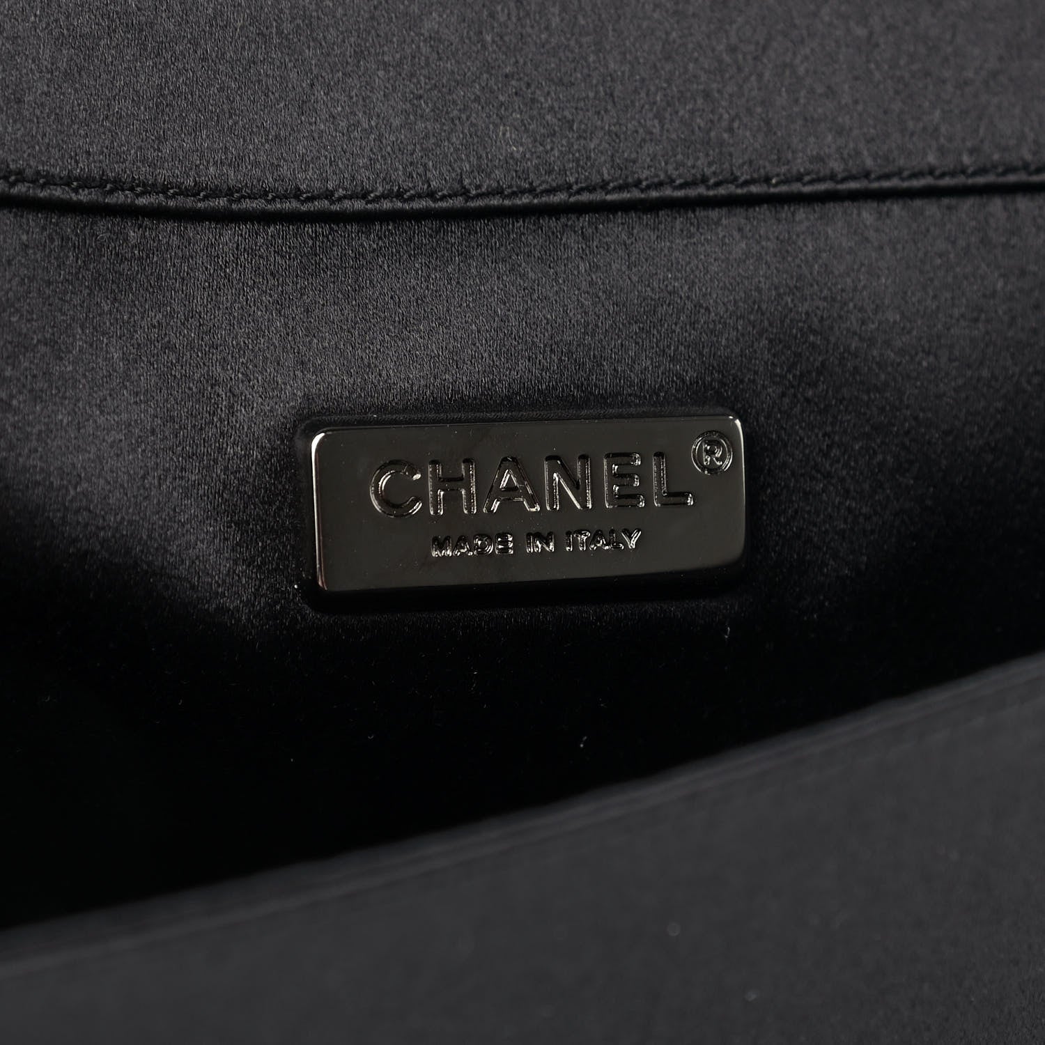 Chanel Satin Diamante Evening Clutch Bag Black 5 of 9