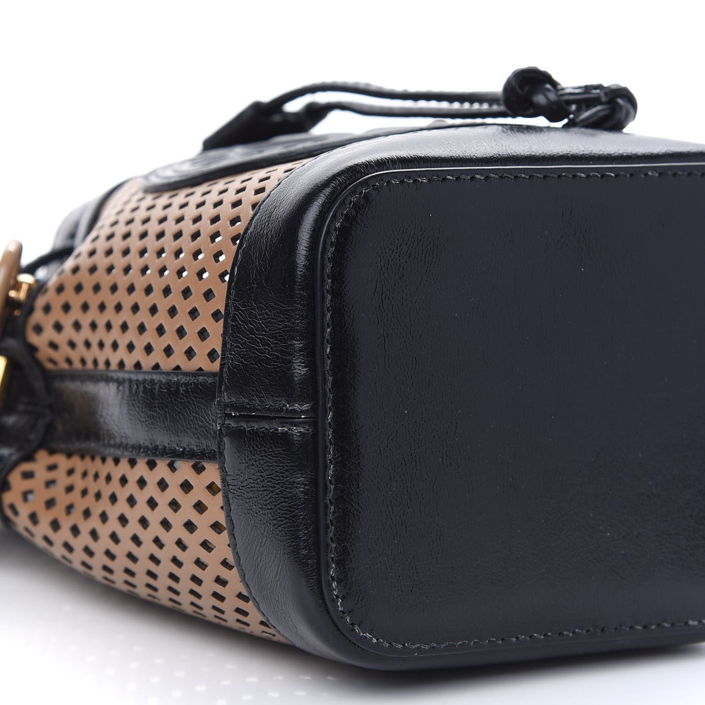 Vitello Liberty Glossy Lambskin F is Fendi Perforated Mini Mon Tresor Bucket Bag Sand Mimosa Black