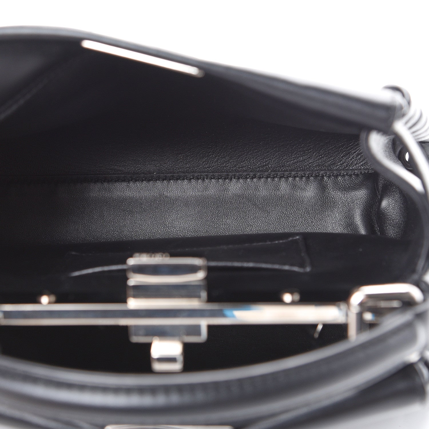 Fendi Nappa Lace Up Mini Peekaboo Iconic Satchel Black 4 of 14