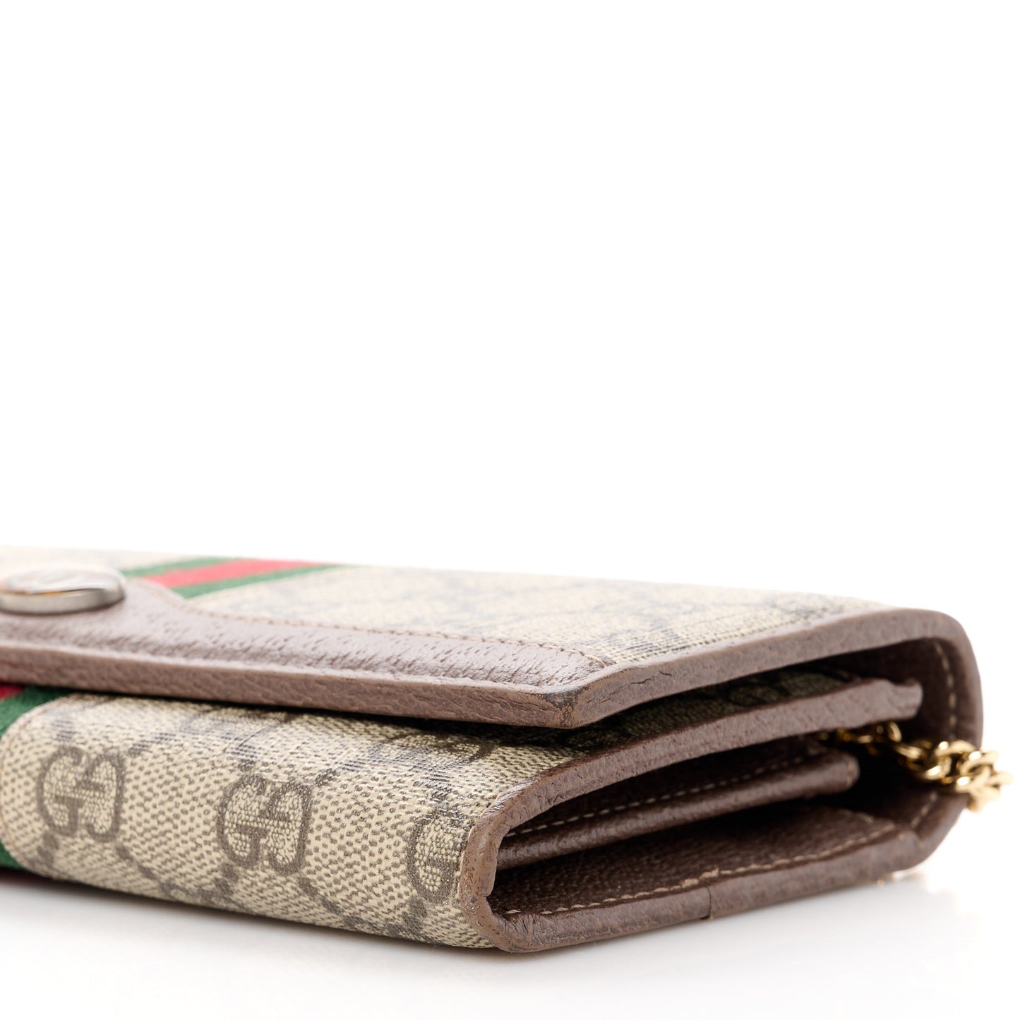 GG Supreme Monogram Web Ophidia Wallet On Chain Brown