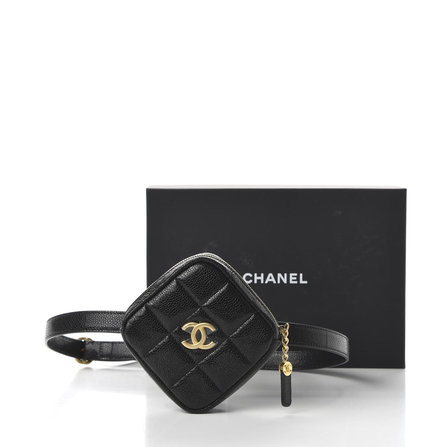 Caviar Quilted Coin Purse Belt Bag Black
