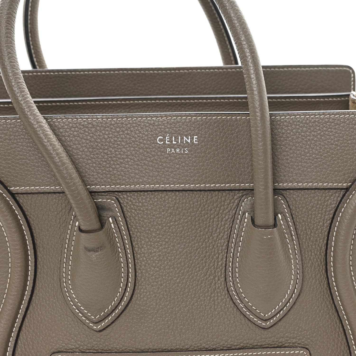 Celine Drummed Calfskin Micro Luggage Souris 7 of 11