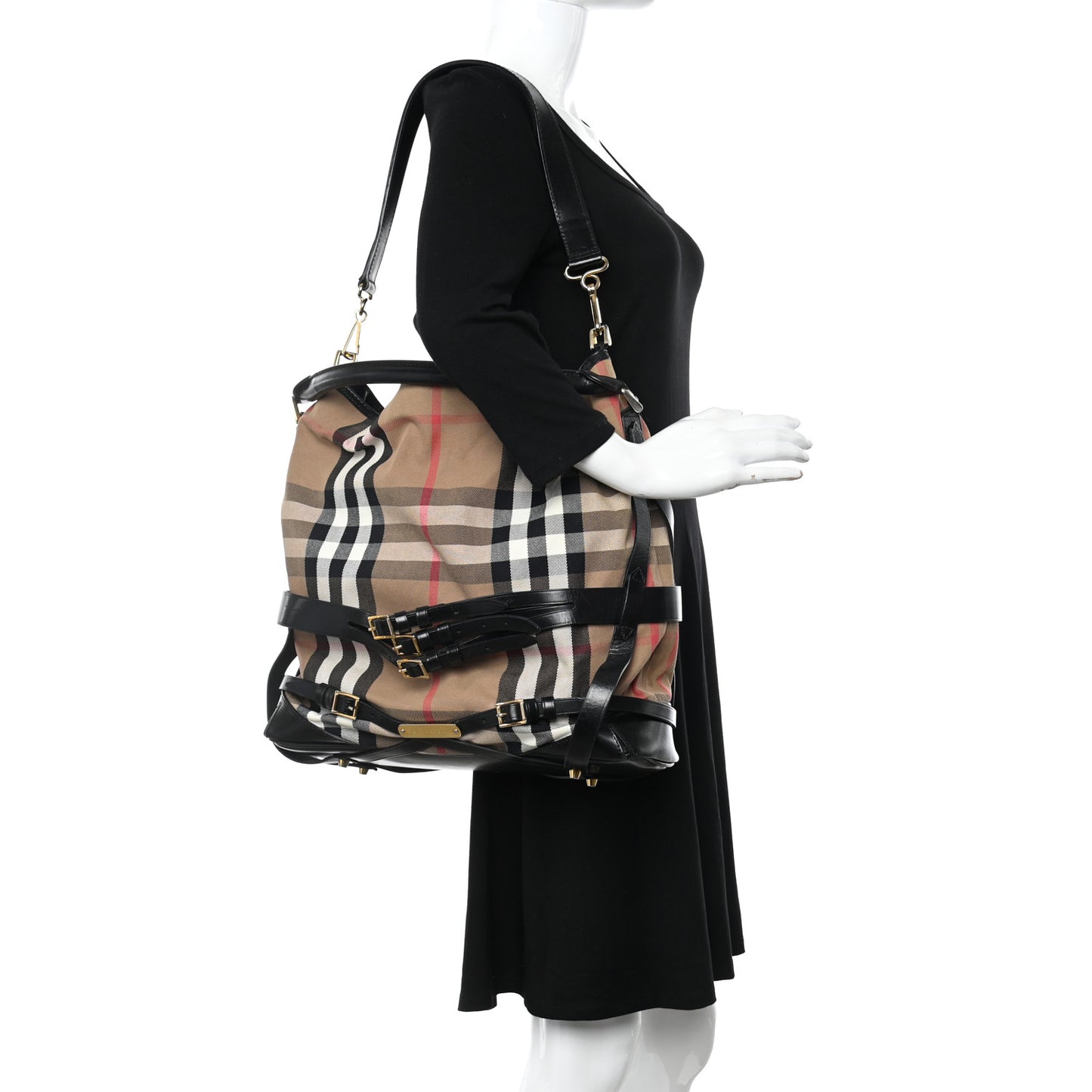 House Check Bridle Calfskin Medium Gosford Hobo Black
