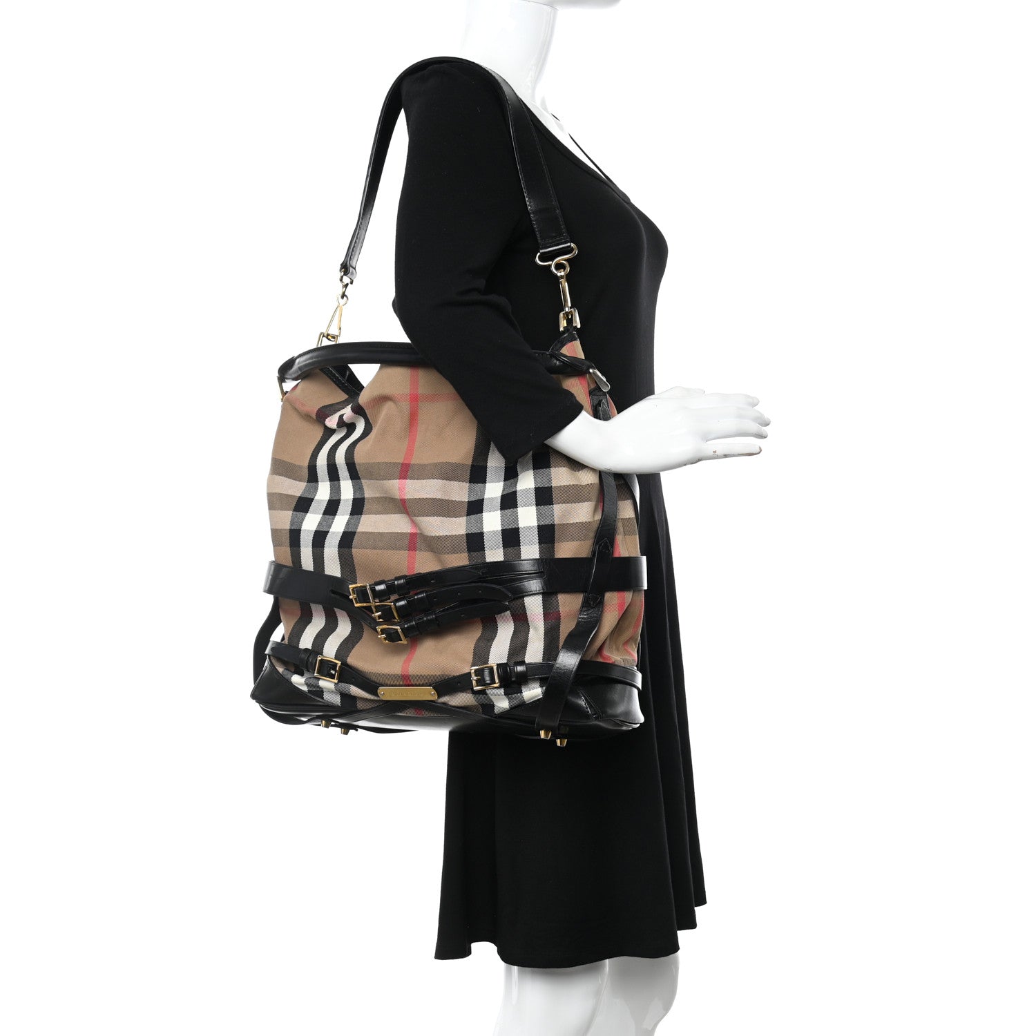 Burberry House Check Bridle Calfskin Medium Gosford Hobo Black 2 of 20