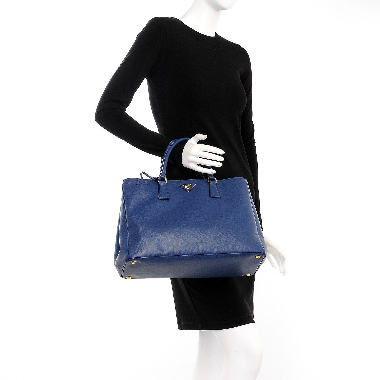 Prada Saffiano Lux Large Tote Bluette 2 of 10