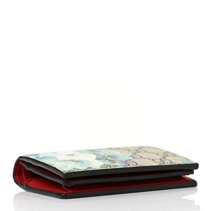 Gucci GG Supreme Monogram Blooms Card Case Wallet Beige Blue Navy Hibiscus Red 4 of 8