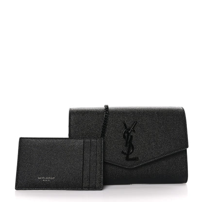 Saint Laurent Grain de Poudre Uptown Chain Wallet Black 3 of 11