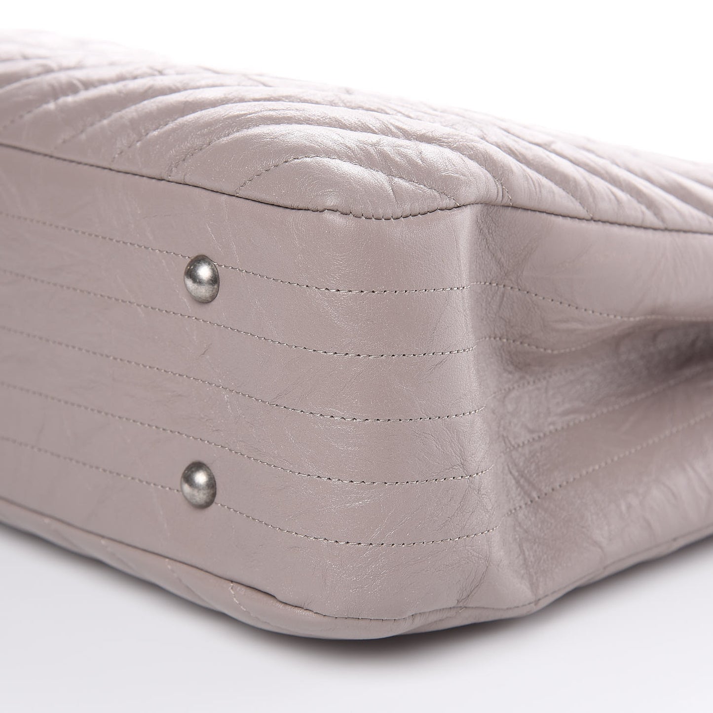 Aged Calfskin Chevron Quilted Timeless Tote Grey