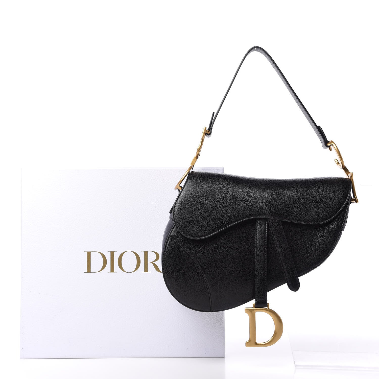 Christian Dior Shiny Goatskin Saddle Bag Black 11 of 11