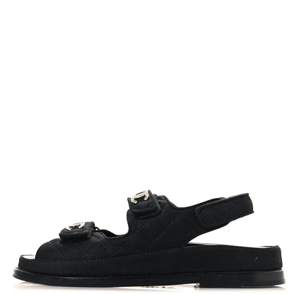 Chanel Mixed Fibers Velcro Dad Sandals 37 Black 1 of 10