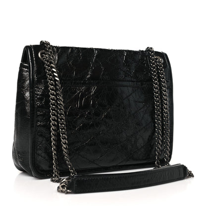 Saint Laurent Crinkled Calfskin Matelasse Monogram Baby Niki Chain Satchel Black 3 of 11
