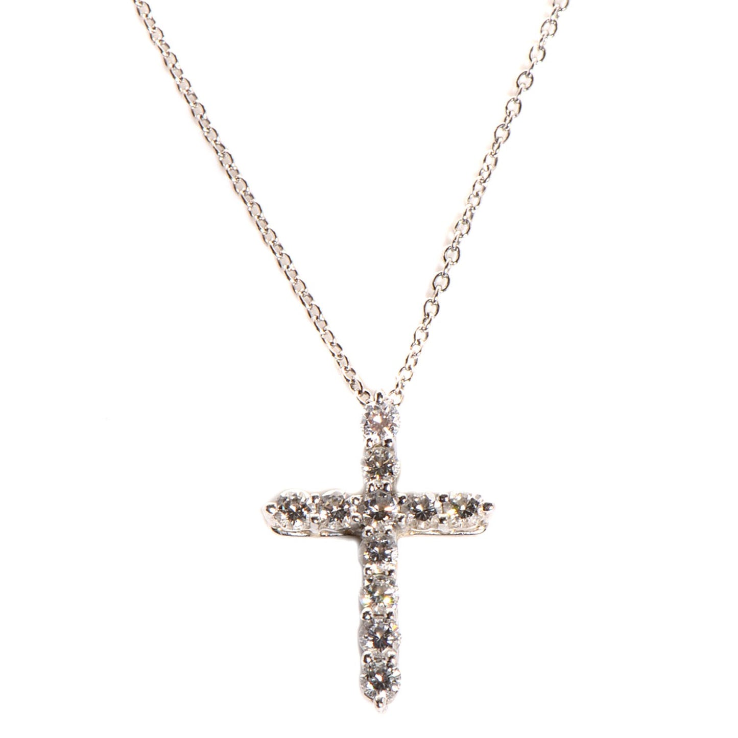 Platinum Diamond Small Cross Pendant Necklace