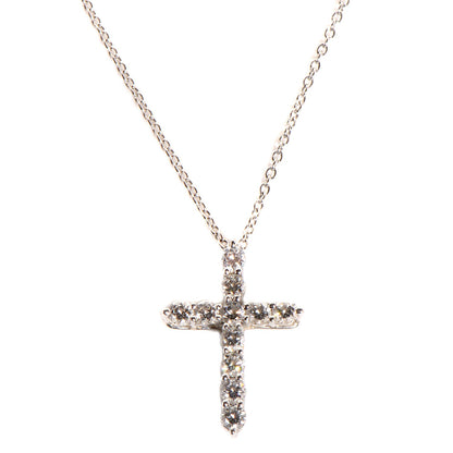Tiffany Platinum Diamond Small Cross Pendant Necklace 1 of 7