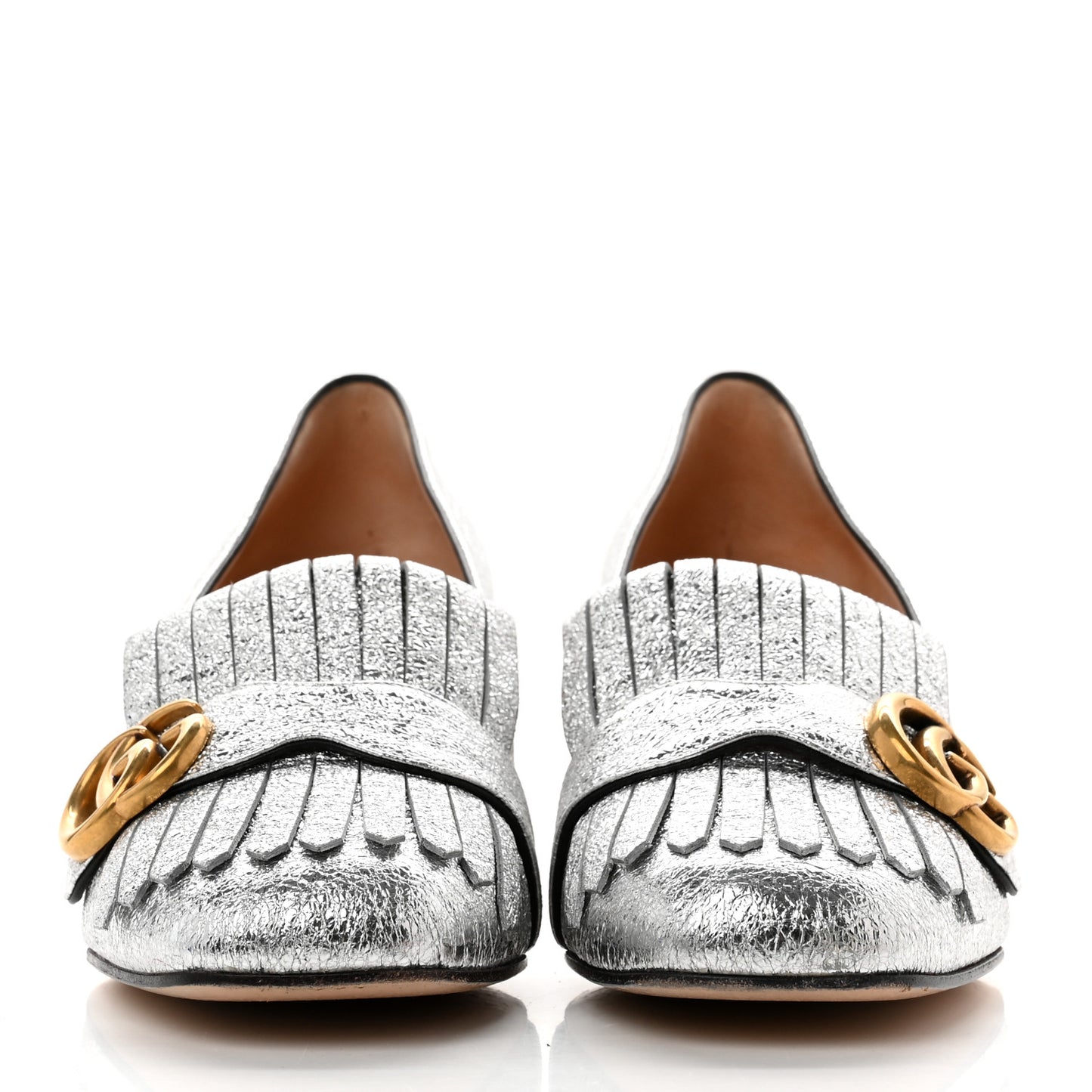 Galassia GG Marmont Fringe 50mm Loafer Pumps 40 Argento