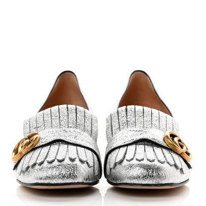 Gucci Galassia GG Marmont Fringe 50mm Loafer Pumps 40 Argento 2 of 9