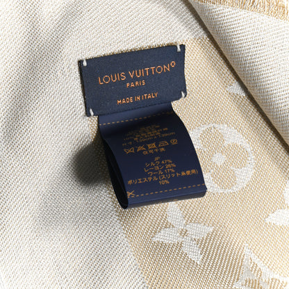 Louis Vuitton Silk Lurex Wool Monogram Shine Shawl Greige 3 of 3