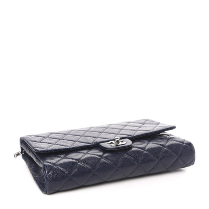 Chanel Caviar Quilted Clutch With Chain Flap Blue 4 of 11