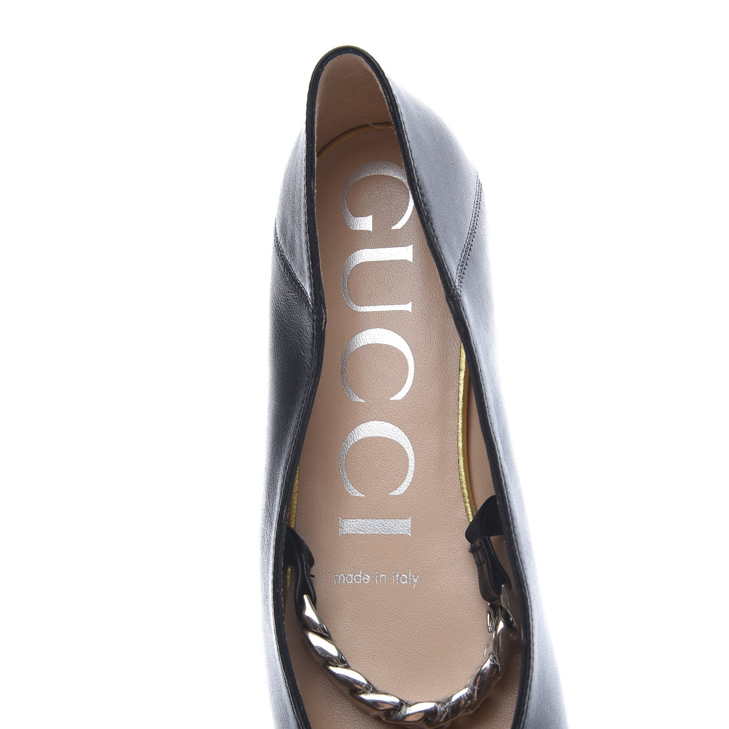 Gucci Nappa Lumiere Deva Horsebit Chain Embellished Flats 36 Black 6 of 9