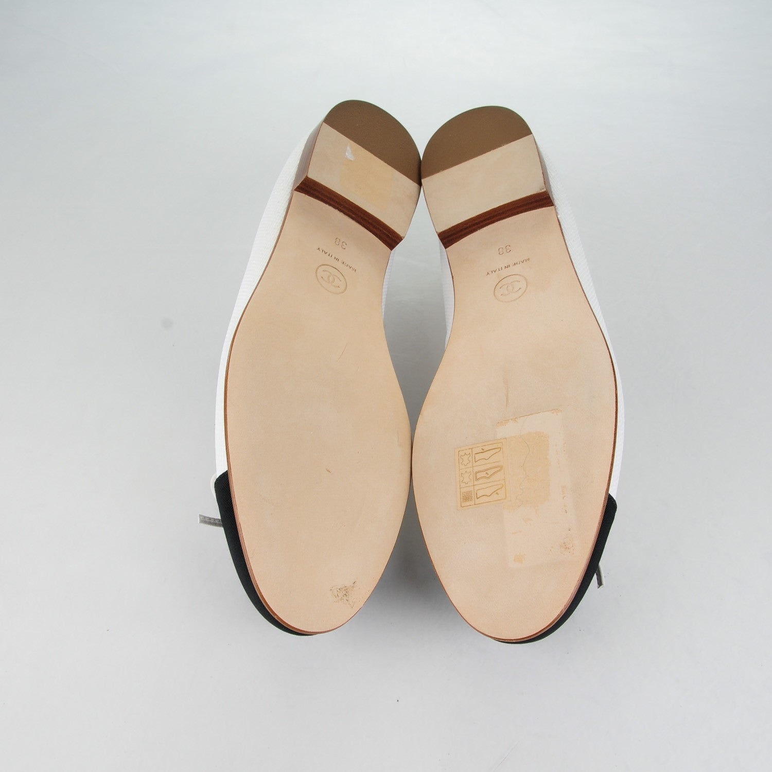 Chanel Fabric Glitter Cap Toe CC Ballerina Flats 38 White Black 5 of 9