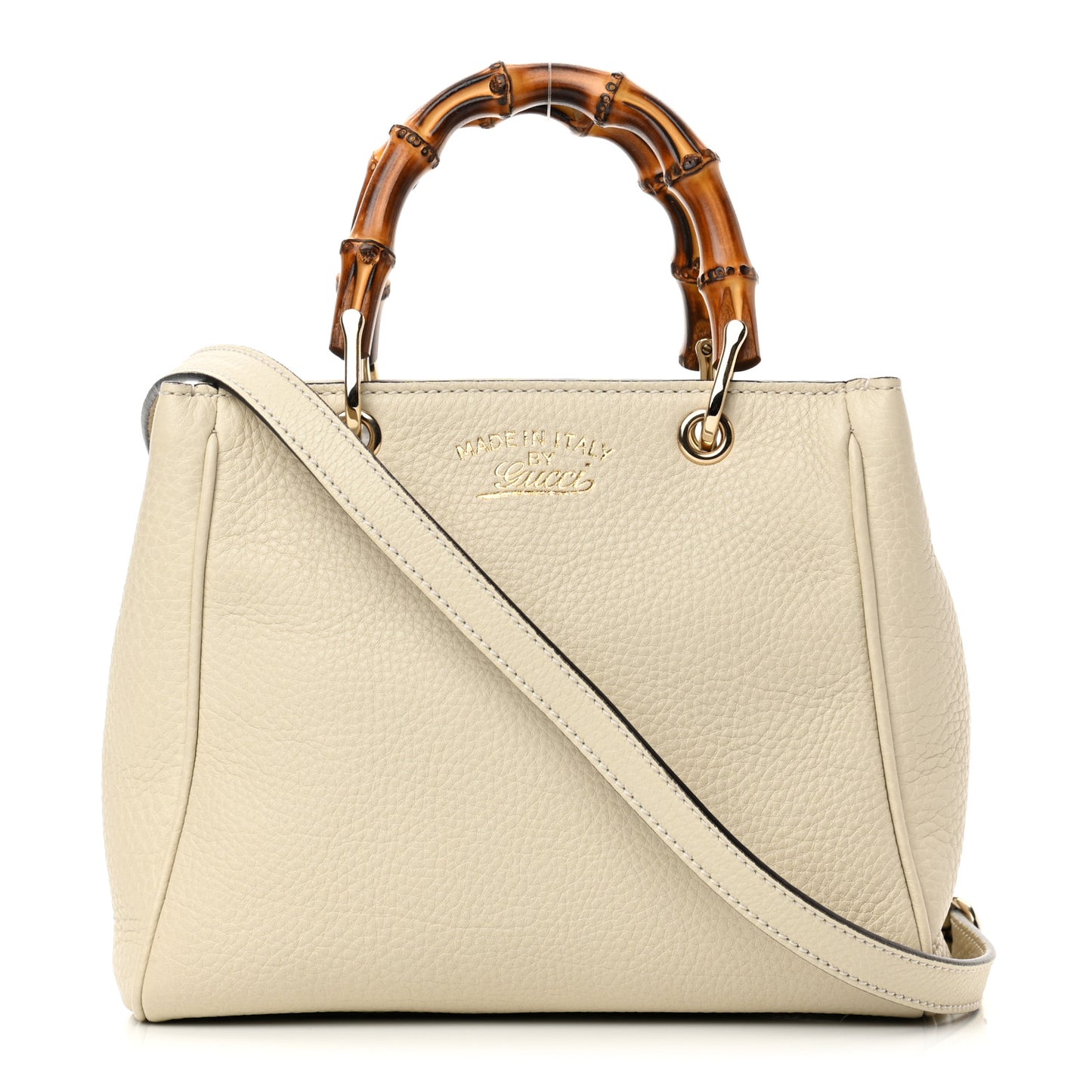 Calfskin Mini Bamboo Shopper Tote Off White