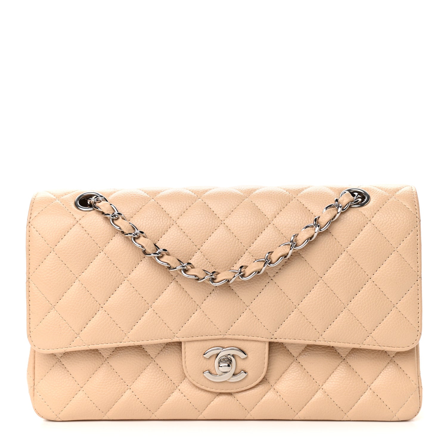 Chanel Caviar Quilted Medium Double Flap Beige 1 of 14